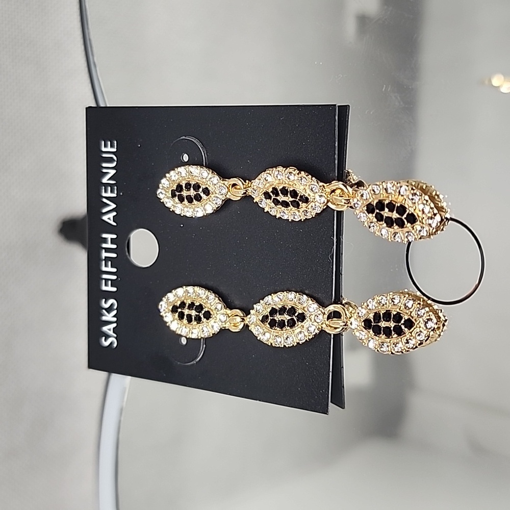 SAKS FIFTH AVENUE 3 TIER SPARKLING CUSTOM EARRINGS